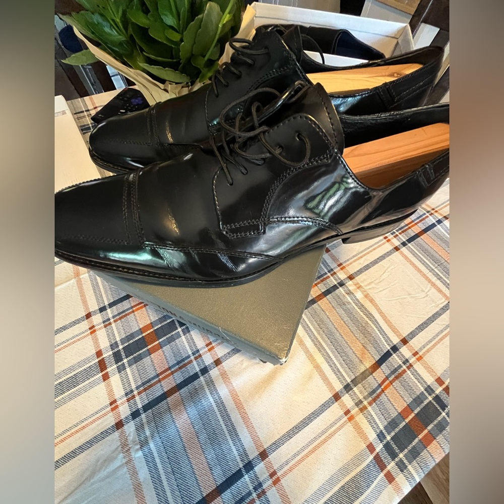 Johnston & Murphy Black Leather Lace up dress shoe 10 1/2 - Picture 4 of 6